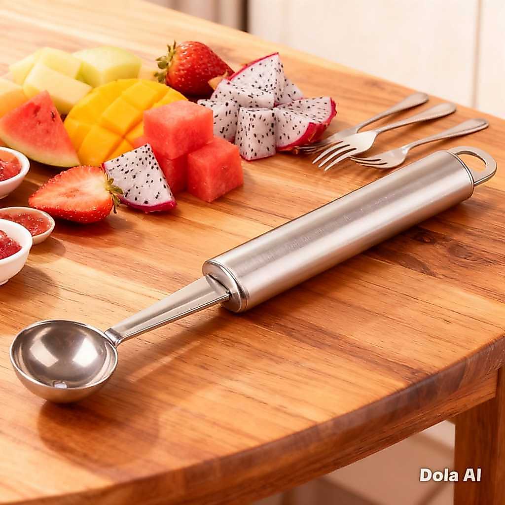 Sendok Kerokan Buah Cocktail Es Buah Stainless Steel 3cm Premium