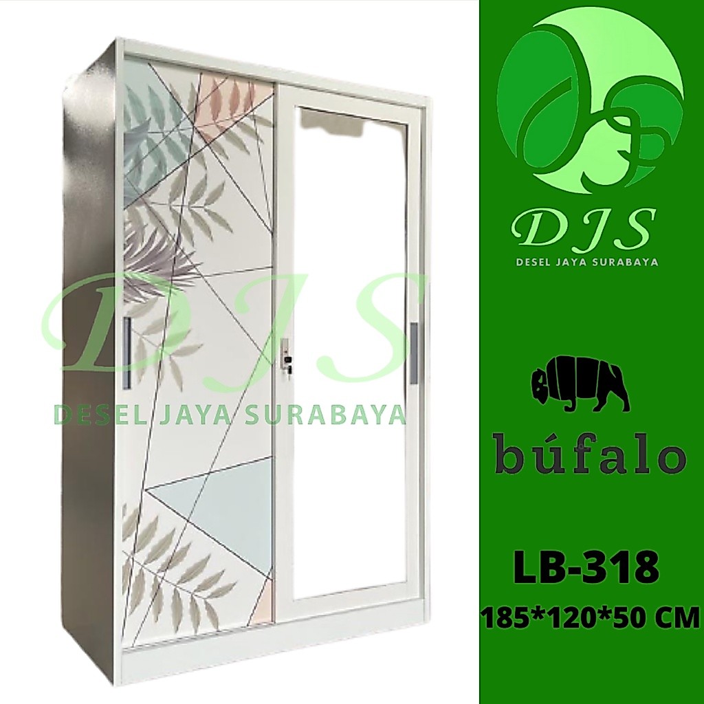 Lemari Baju Besi Sliding LB-318 - Lemari sliding Baju - Lemari Pakaian lebar 120 cm JUMBO - Lemari P