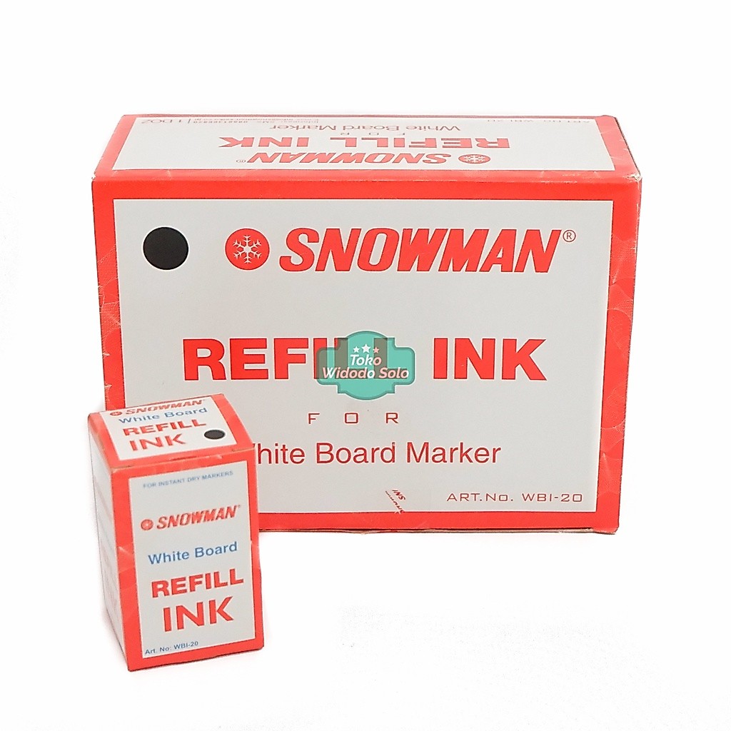 1 LUSIN Tinta Spidol Whiteboard Snowman WBI20 Hitam Merah Biru - 1 Pack Isi 12 Buah