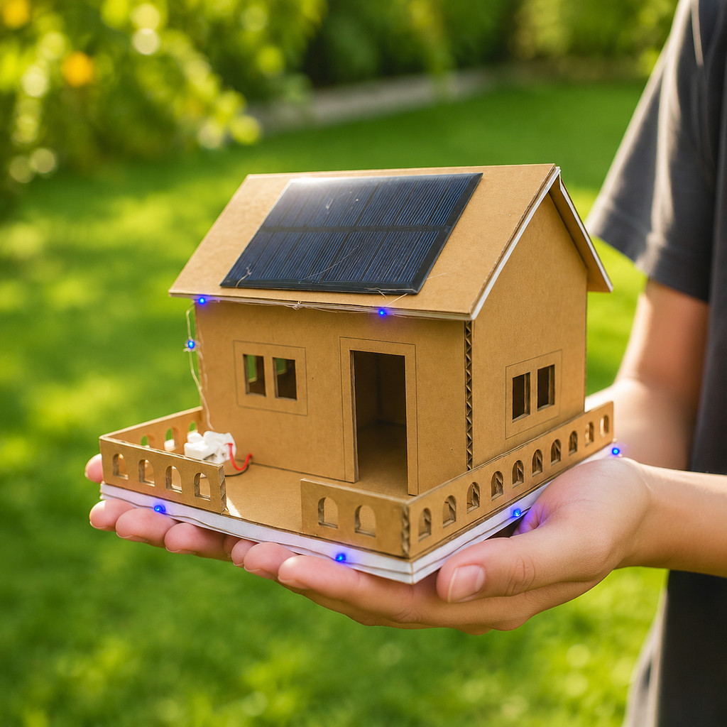 Miniatur Rumah PLTS mini 1 WP / rumah plts / rumah solar panel