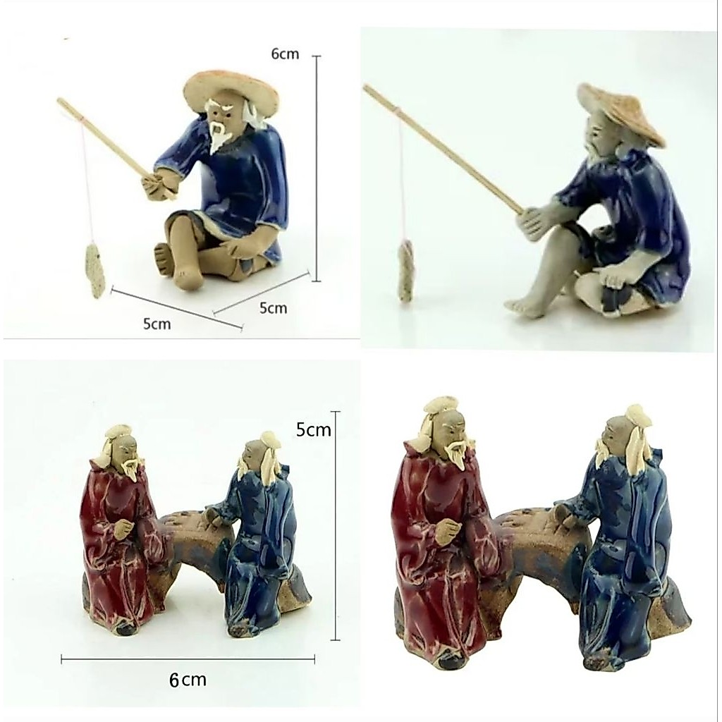 Ornamen Orang Mancing Aguarium Aquascape Hiasan Akuarium Ceramic