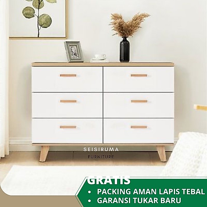 Meja Nakas Minimalis Kabinet Laci 6 Modern SWH