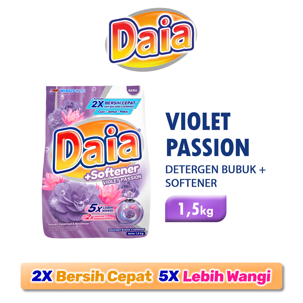 Daia Detergen Bubuk + Softener Violet Passion 1,5 kg