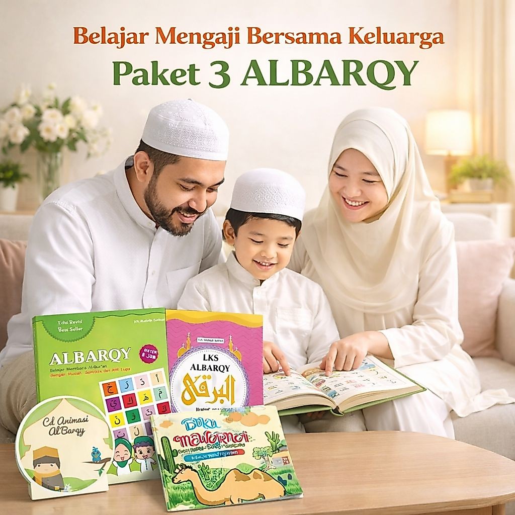 Grosir atau Satuan Paket 3 Buku Belajar Membaca dan Mengaji Al Qur'an Metode albarqy (AL BARQY 8 jam