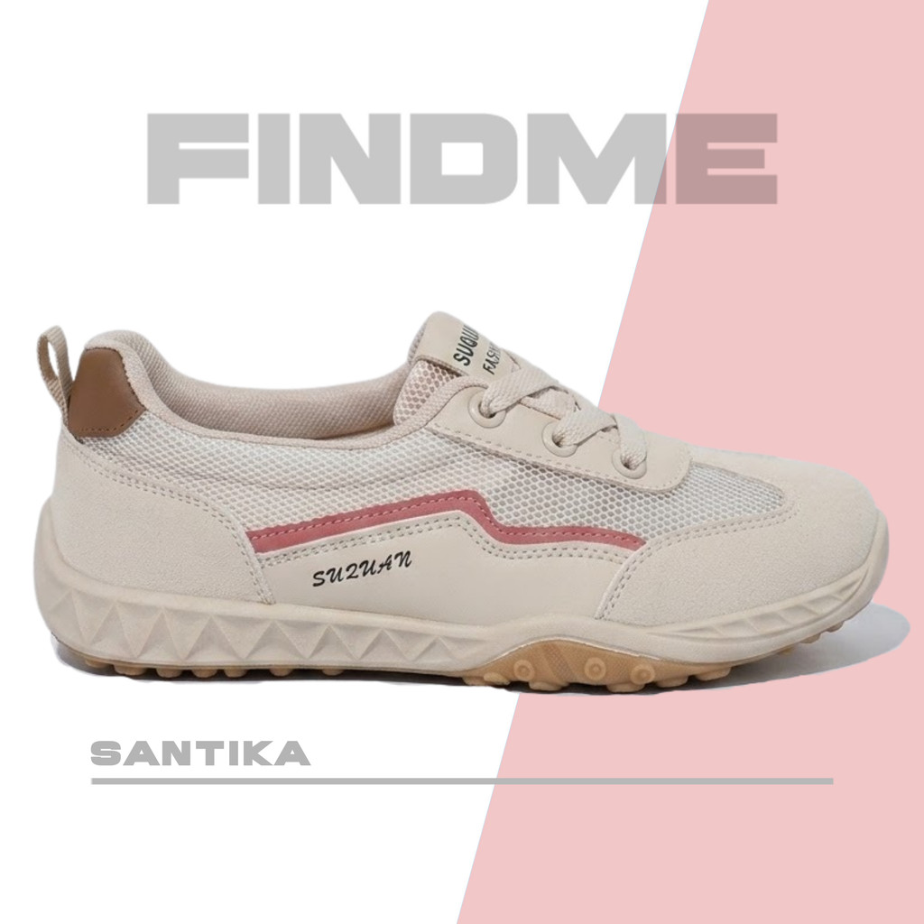 FINDME 36-40 Sepatu Sneakers Wanita Cantik Casual Nyaman Elegant Kece Praktis Bahan PU Kombinasi Mes