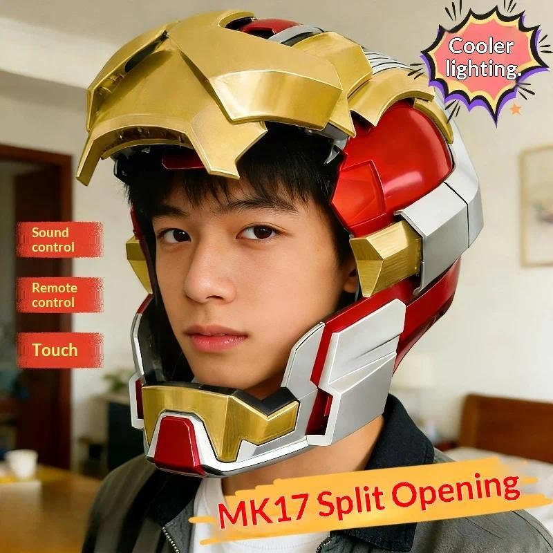 Helm Iron Man Mk17 Baru, Dikendalikan Suara, Masker Otomatis Buka Tutup Elektrik, Mainan Mecha Kolek