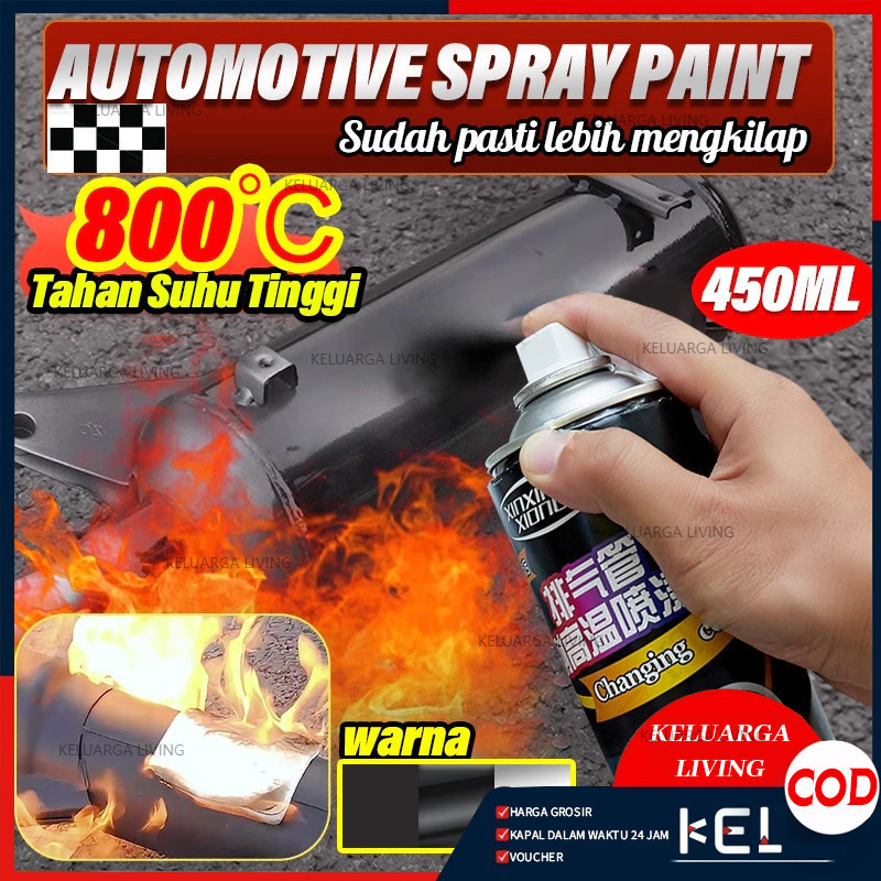 400ML Cat Semprot Suhu Tinggi Tahan Suhu Tinggi 1000 Celsius Hi Temp Black ANTI PANAS Hitam Doff Cat