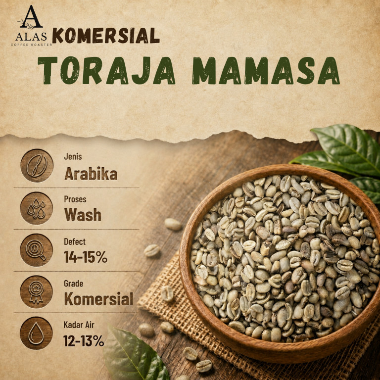 Arabika Toraja Mamasa Komersial Grade 3 Green Bean | Biji Kopi Mentah 1kg