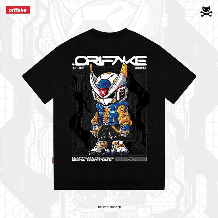 Orifake T-Shirt Riccie Hoodie 200gsm Premium 100% Cotton Combed 24 Unisex Hangtag Label Nyaman Dipak