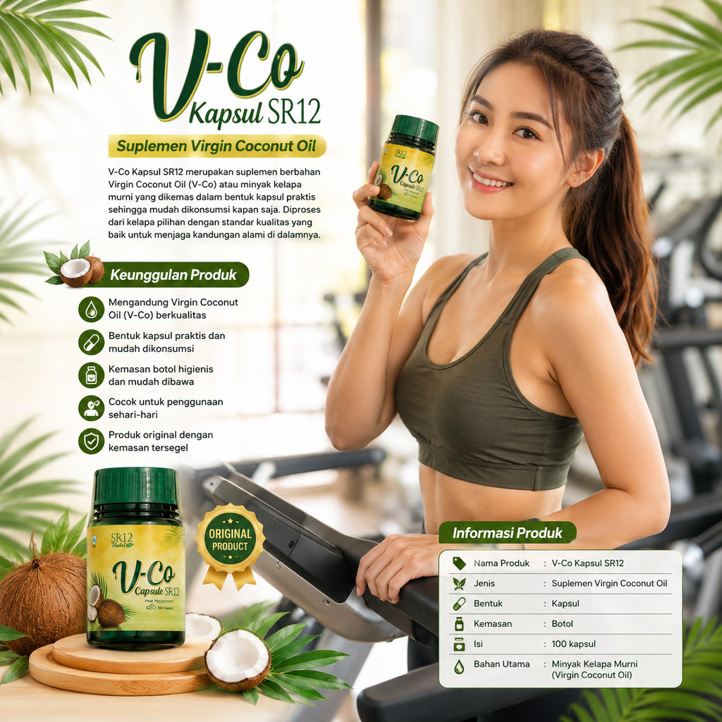VCO Herbal SR12 Kapsul Virgin Coconut Oil Minyak Kelapa Murni Nutrisi Alami Keluarga Dewasa Produk J