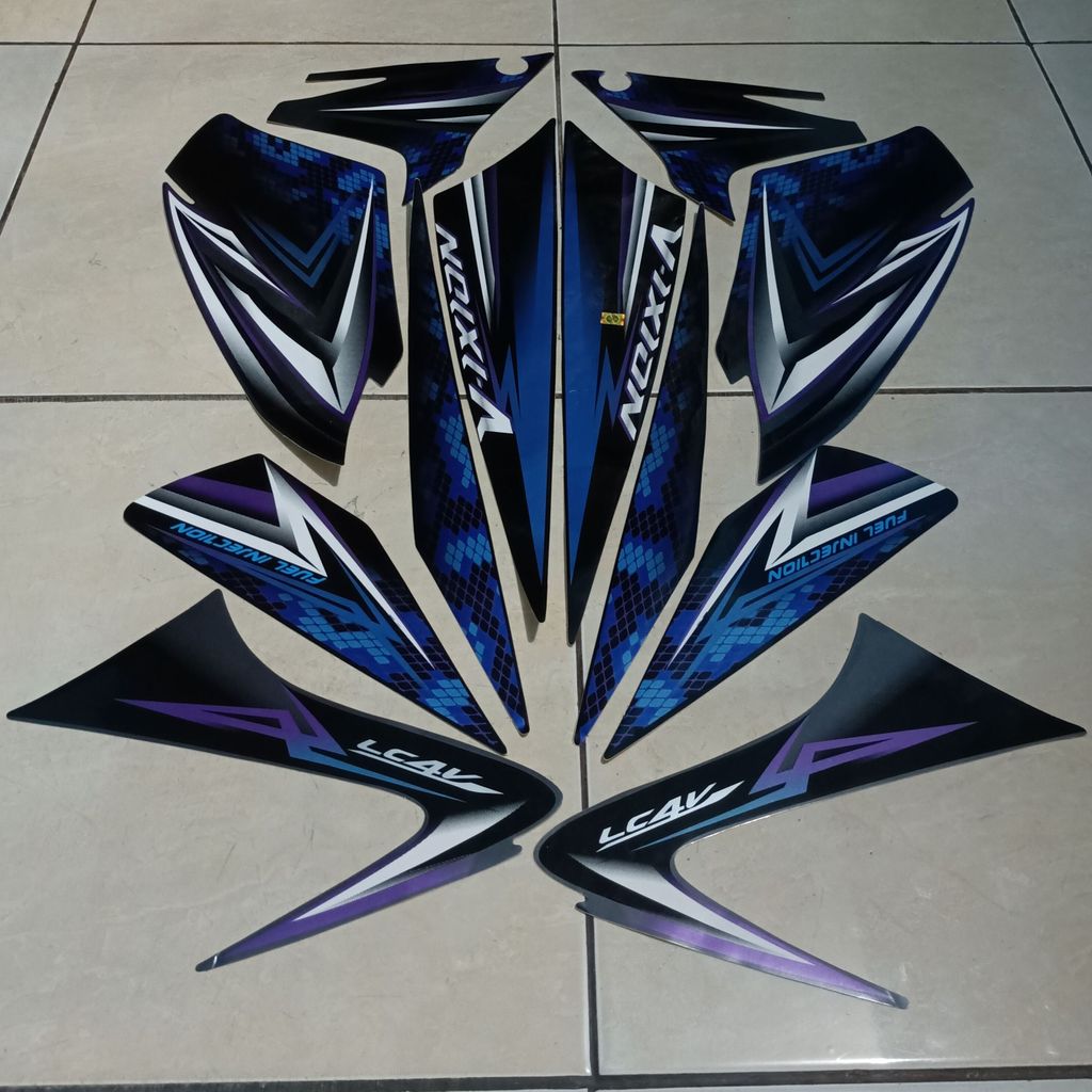 stiker striping yamaha vixion 150 2009 old biru hitam lis body standar berkualitas original