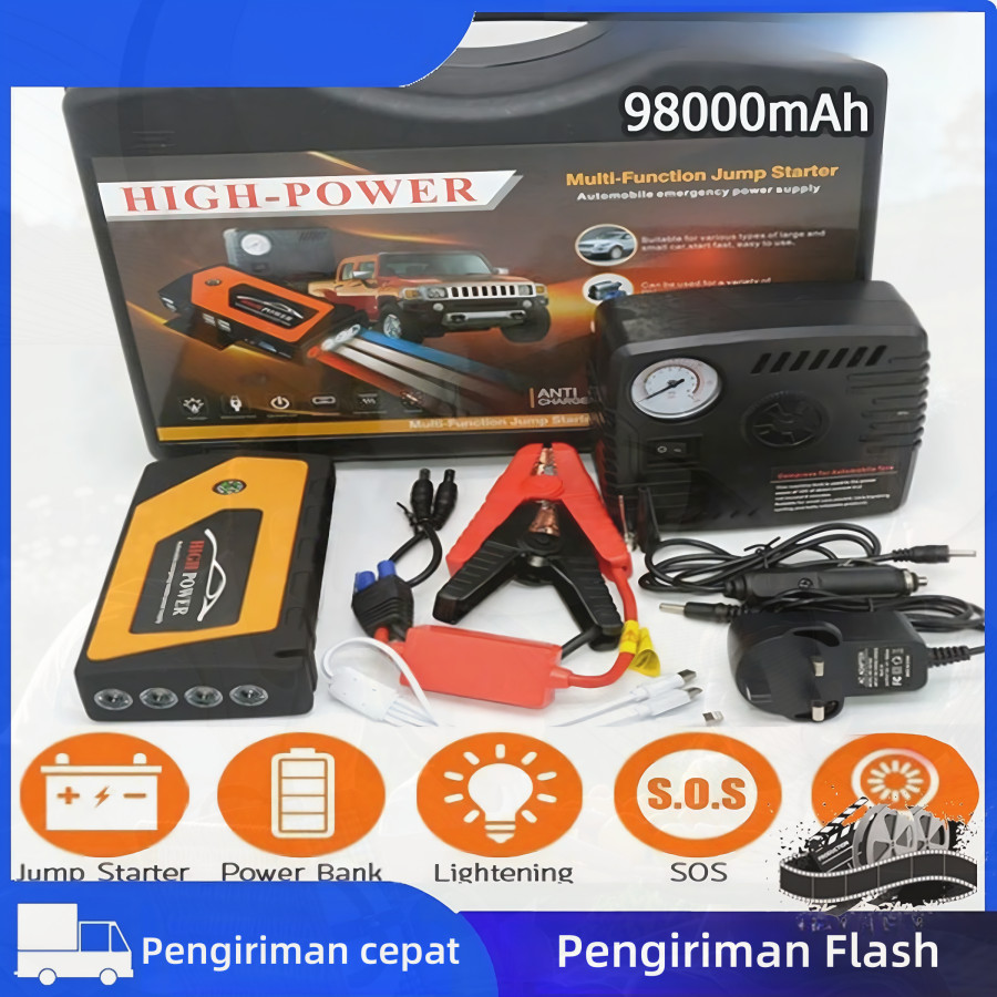 Power Bank 12V Super Besar 99800mAh Jumper Aki Mobil Darurat Powerbank USB Multifungsi Senter LED Te