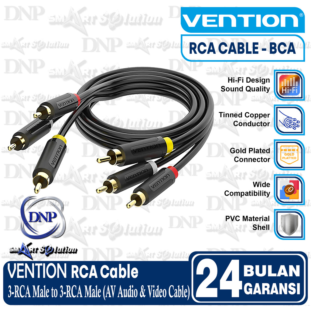 Vention BCA Kabel RCA AUX Audio Video Cable 3 RCA Male to 3 RCA Male Cable