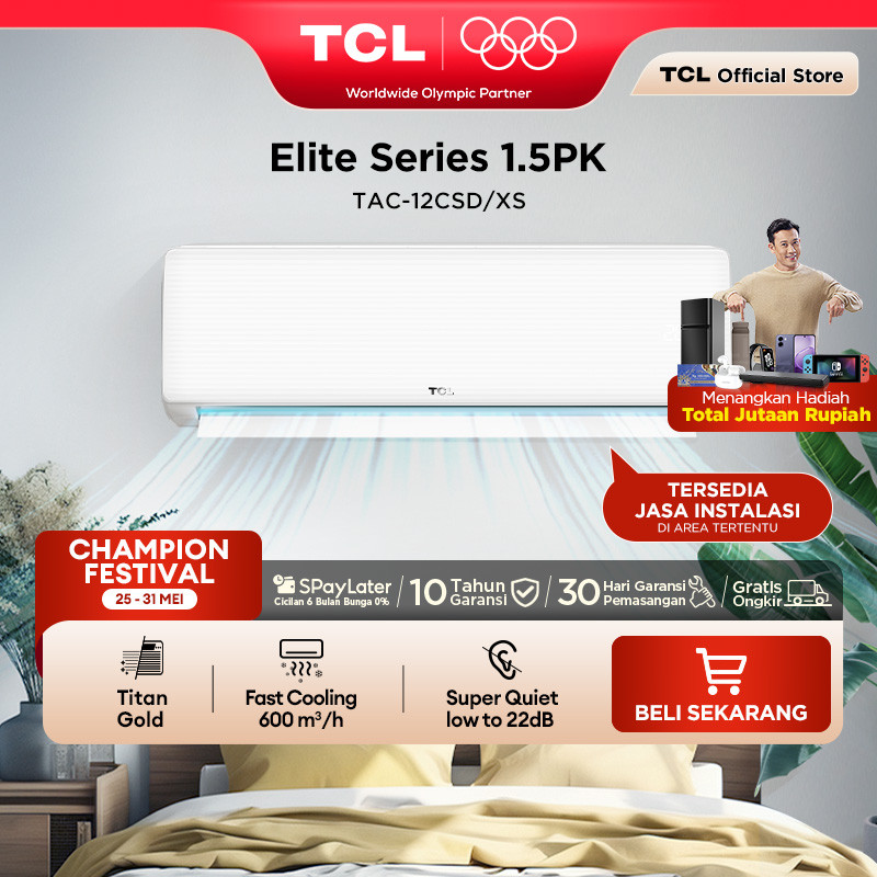 TCL AC TAC 12 CSD/XS 1.5 PK AC [INDOOR + OUTDOOR ONLY] - Free Pemasangan Jabodetabek - Titan Gold - 