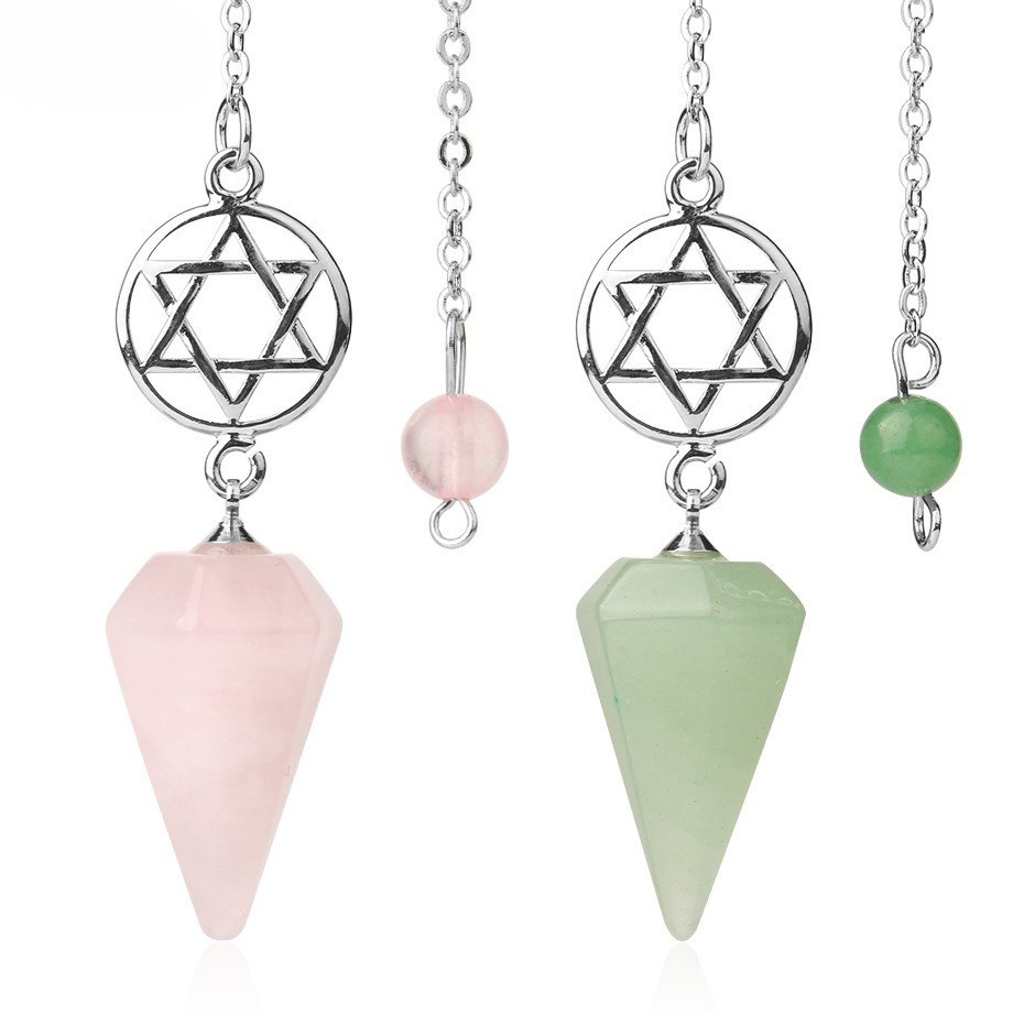 CSJA Pendulum, Liontin Batu Kristal Alami, Pendulum Titik Penyembuhan WIKA Meditasi Perhiasan Semi-B