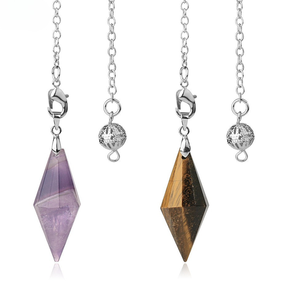 CSJA amethyst, bagian kerucut, batu kristal, pendulum, liontin batu, liontin piramida heksagonal.