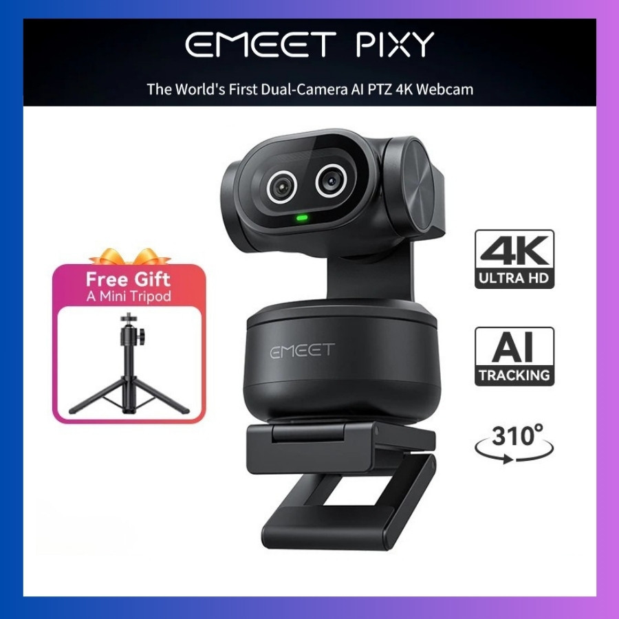 EMEET PIXY Dual-Camera 4K Webcam PTZ Web Camera AI Tracking Video Camera Sony Sensor Gesture Control