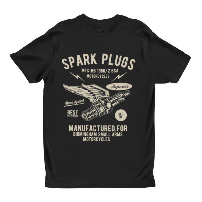 Kaos T-Shirt Unisex Vintage Retro Motorcycle BSA Spark Plug - S
