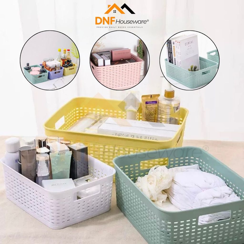 DNF HOUSE Keranjang Anyaman Plastik Serbaguna Storage Box Besar Kotak Penyimpanan Aksesoris Bumbu Da