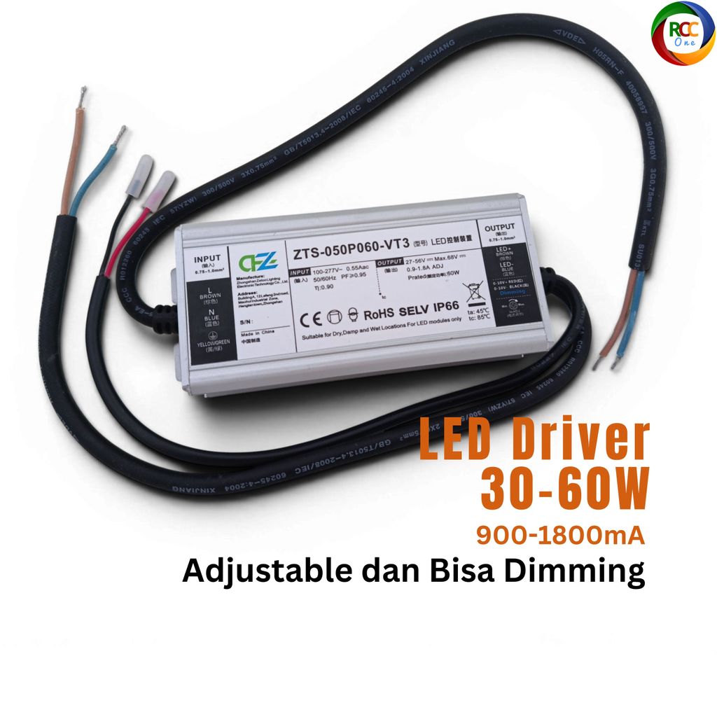 Trafo Driver 30-60W 900-1800mA Adjustable dan Dimming - Driver Lampu LED PJU 30-60 Watt