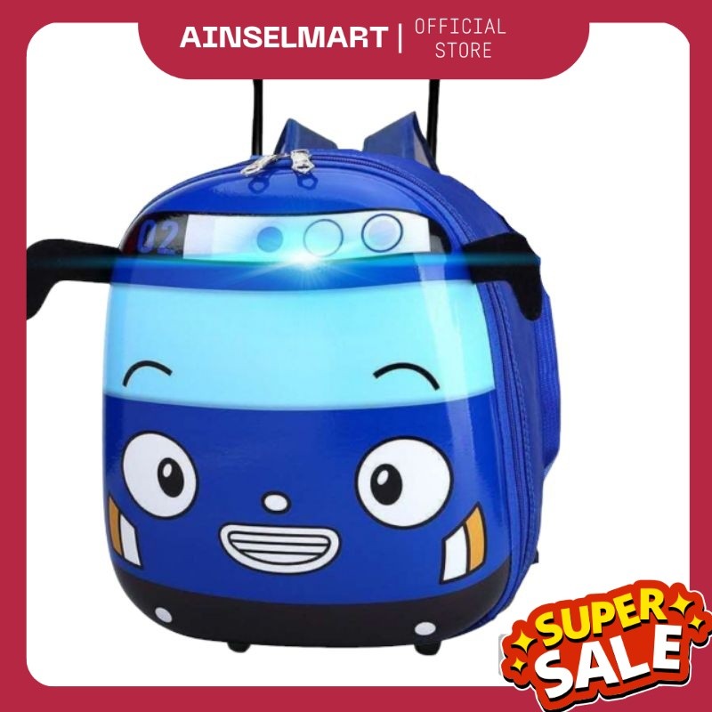 DBS TROLLY TAYO Tas Ransel Sekolah Paud TK Model Bus Tayo Led Bisa Nyala DS