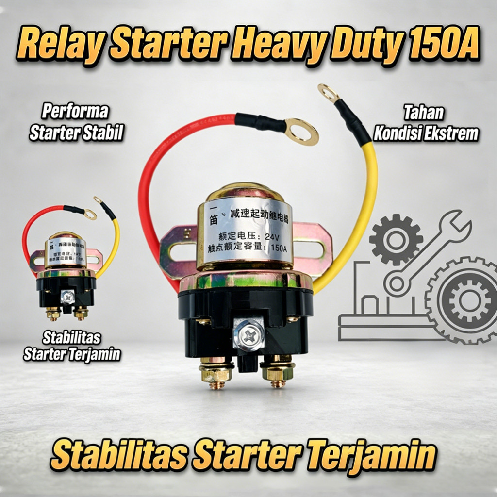 Relay Starter 12V 24V 150A Heavy Duty Solenoid Switch, Sparepart Starter Handal untuk Mobil Motor