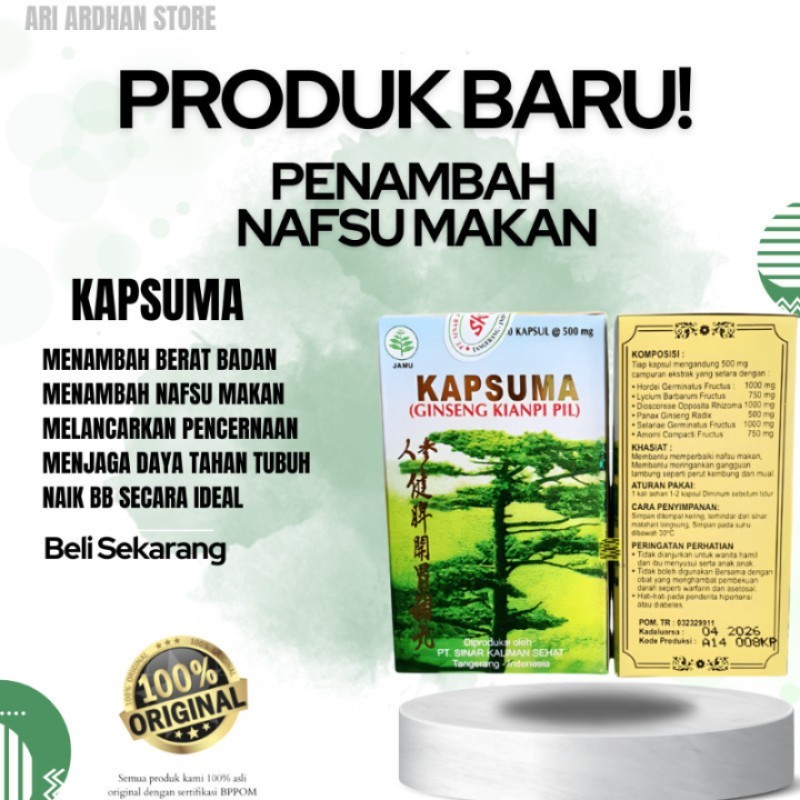 KIIYANPIII HERBALIS ( CENGKARENG SEHAT ) Kapsuma (Ginseng Kianpi Pil) 60'S - Penambah Nafsu Makan, O