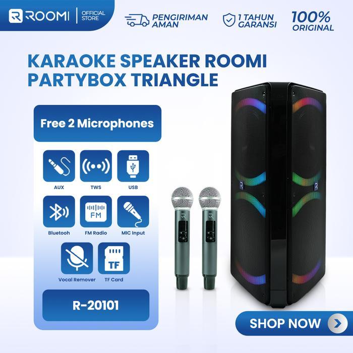 MEGA SALE ROOMI Partybox Triangle 10 Inch Karaoke Speaker 4x Sound Power Full Bass Treble Wireless B