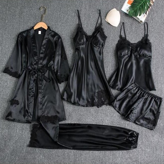 OBRAL SN BAJU TIDUR PIYAMA SET SEXY KIMONO 5IN1/BAJU TIDUR SATIN WANITA/PIYAMA 2IN1/PIYAMA 3IN /BAJU