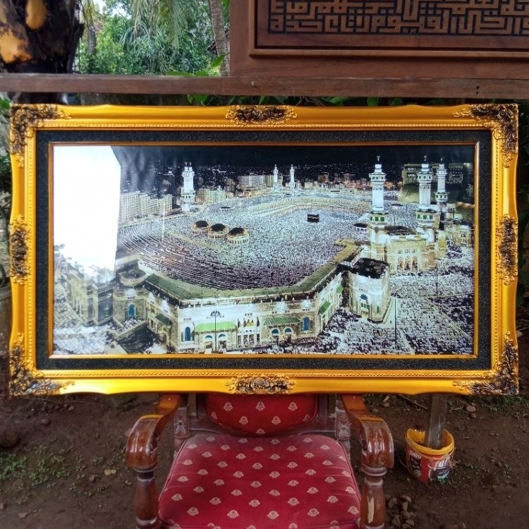 Hiasan Dinding Kabah Lampu dan Mp3 Murottal Jumbo Multifungsi Kualitas Bagus Mewah