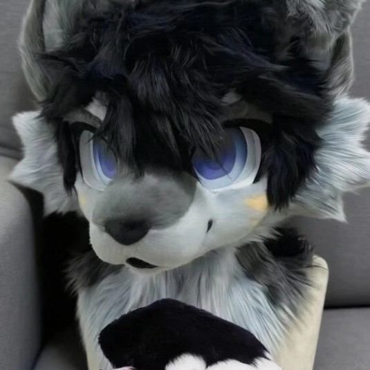 Fursuit Long-haired Dog Fox Mascot Party Halloween Fur Role-playing (Head + Claws)
