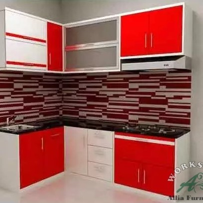 Kitchen set minimalis bentuk sudut L model Cherry Versi 2