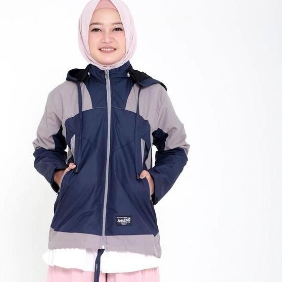 Jaket Pria Wanita Taslan Polar Jacket Outdoor Gunung Anti Angin Waterproof Original By AMZ Jacket