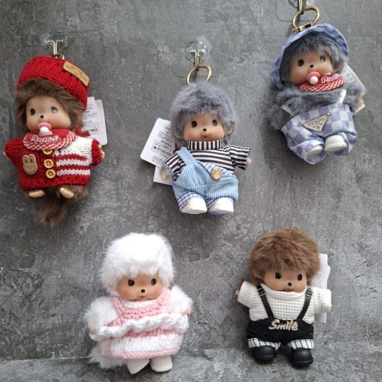 Gantungan kunci boneka/ bagcharm/ keychain/ plushie monchichi kostum