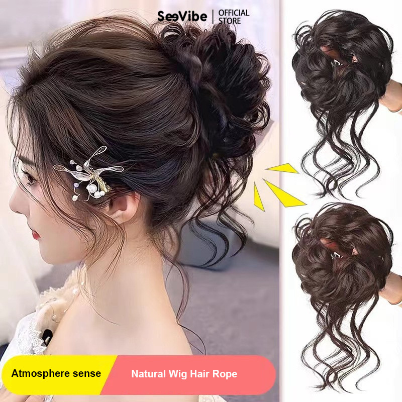 SeeVibe Panjang Tali Rambut Alami Wik Tali Rambut Meruluk Wanita Slouchy Tali Rambut