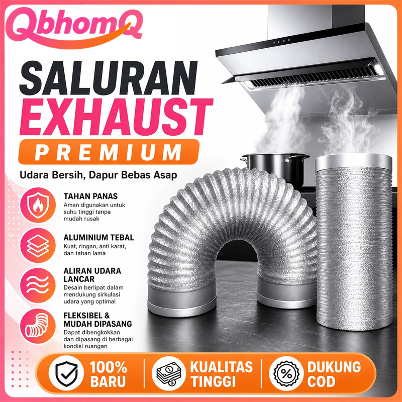 QbhomQ Fleksibel Cooker Hood Portable Pipa Cerobong Asap Pipa Dryer Pengering Baju Cerobong Asap Fle