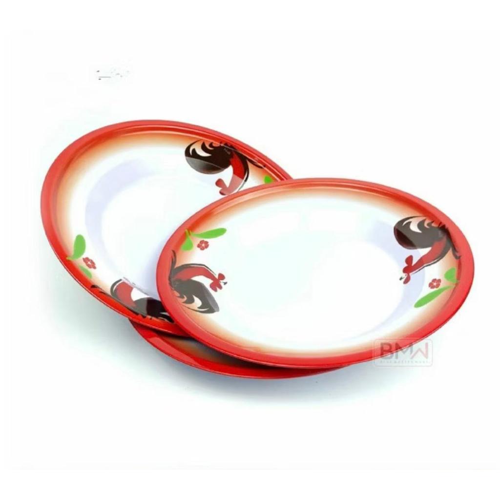 Piring Makan Jadul Seng Vintage Motif Ayam Jago Piring Enamel 22CM