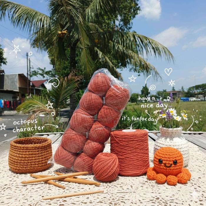 Ready BENANG RAJUT KATUN BALI 1 MM / SMALL PLY 10 PCS IDEAL UNTUK BAJU SWEATER AMIGURUMI & TAS RAJUT