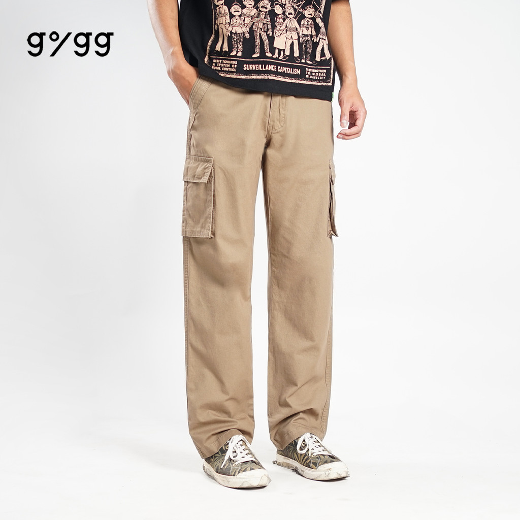 Gigg - Travis - Khaki Cargo Pants  - Celana Pria Kargo Panjang - Regular Straight