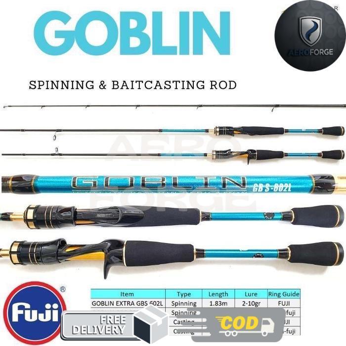 Joran Pancing Orca Goblin 2-6LB BC dan Spinning Fuji - 180 Baitcasting L, Fuji