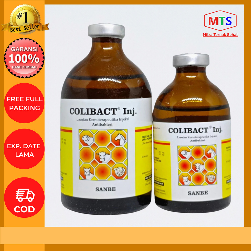 Colibact injeksi 50ml 100 ml Obat Antibiotik Hewan Diare Batuk Pilek Sanbe