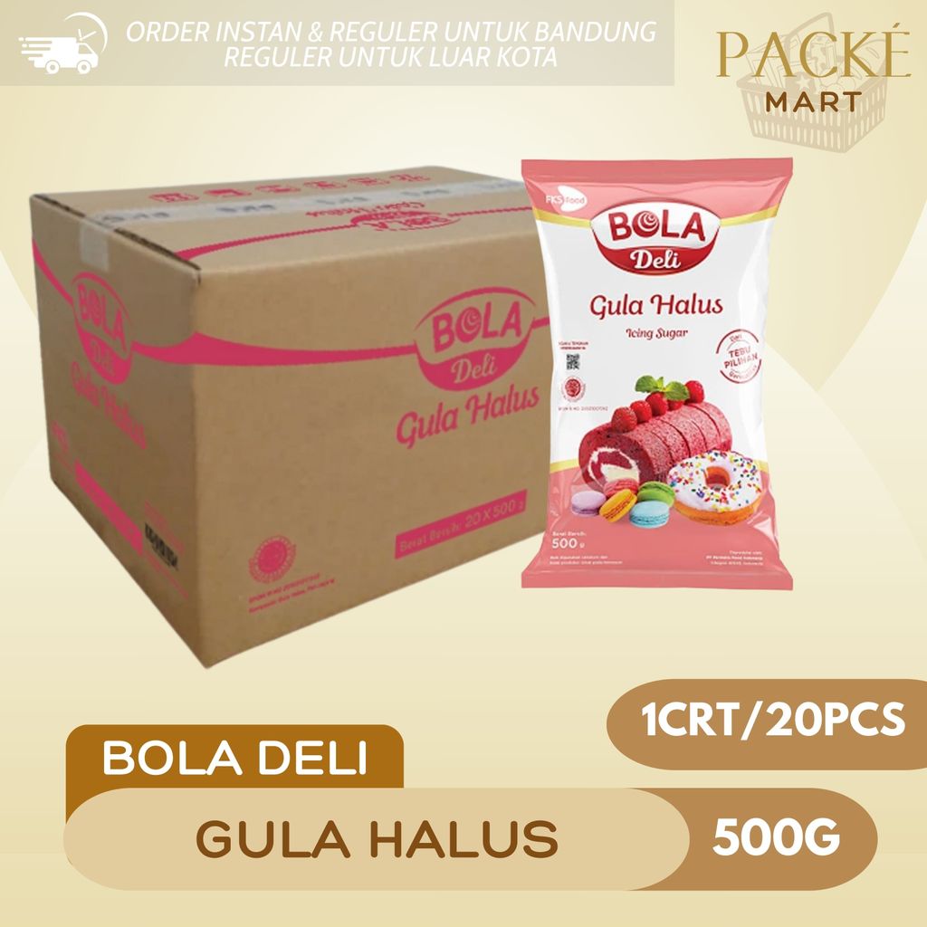 Bola Deli Tepung Gula Halus 500g-1CRT/20PCS / Icing Sugar / Tepung Gula Tebu / Tebu Berkualitas / Gu