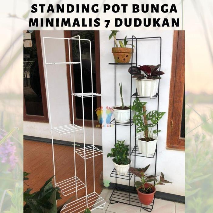 s LDuakaki-Store Rak Pot Tanaman Bunga Standing Planter 7 Dudukan Minimalis Besi Kokoh Tinggi 150cm 