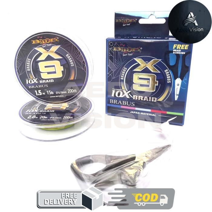 SENAR PE BLOOD 10X BRAID BRABUS 200 dan 400meter Reel - Ukuran dan Panjang, PE 1.5 200m