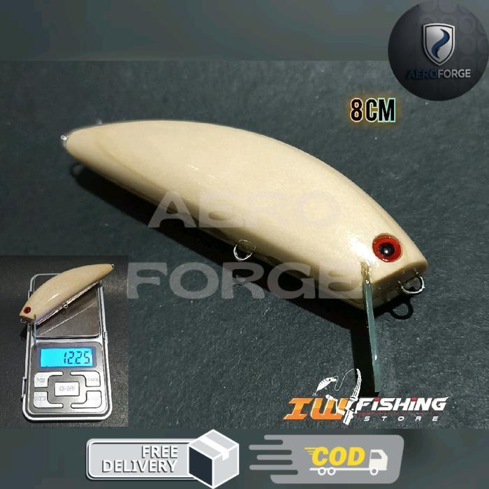 Lure minow kayu lidah pendek 3,4,5,6,7 dan 8 cm umpan pancing floating action terjamin - 8 cm, Tanpa