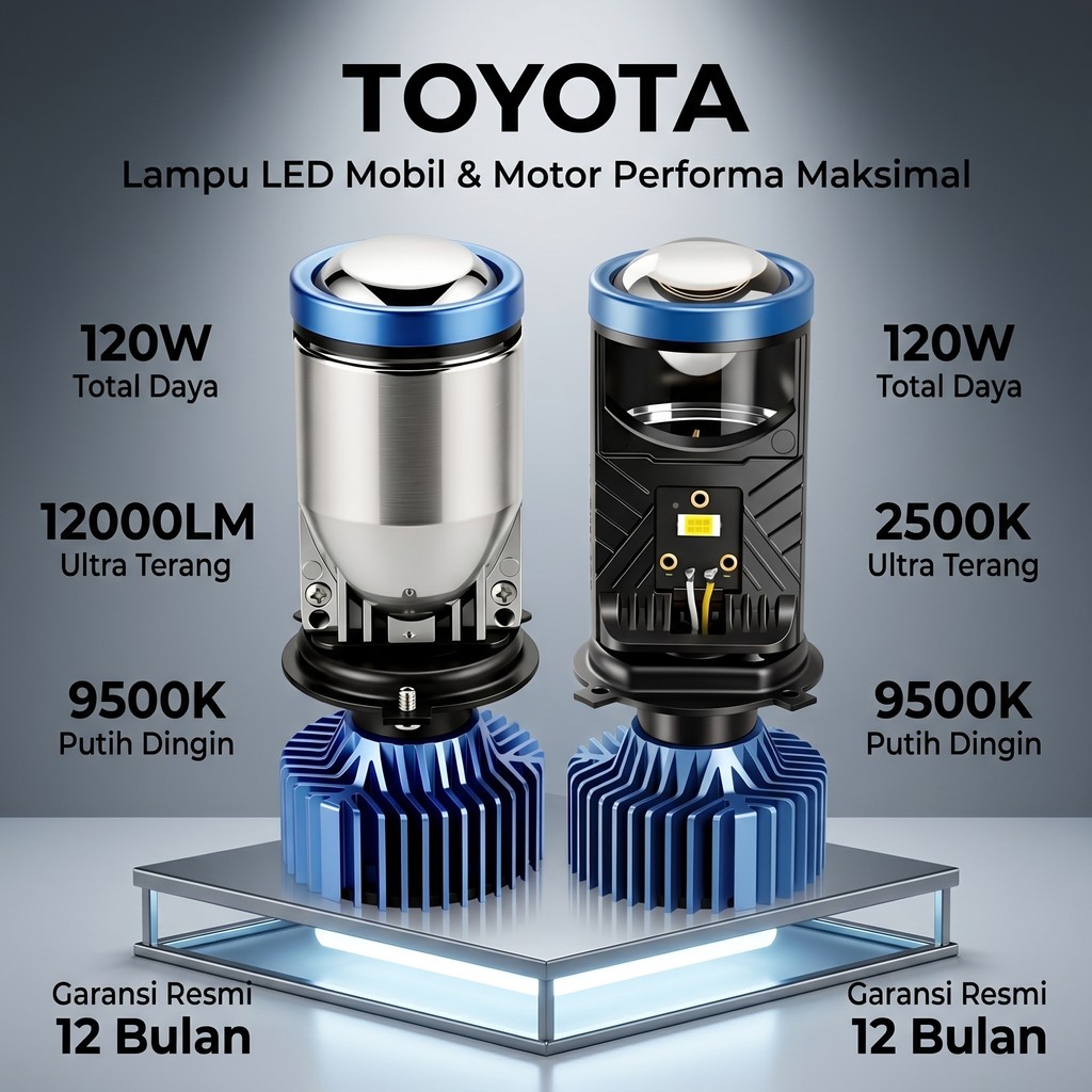 Lampu LED Toyota H4 12000 Lumens Lebih Terang Dari Lampu LED & Halogen Standar