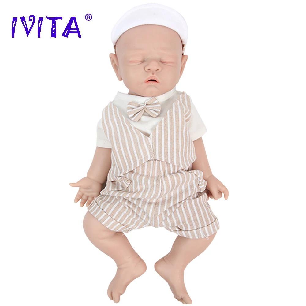IVITA WB1528 43cm 2508g 100% Full Body Silicone Reborn Baby Doll Realistic Male Baby Toys with Cloth