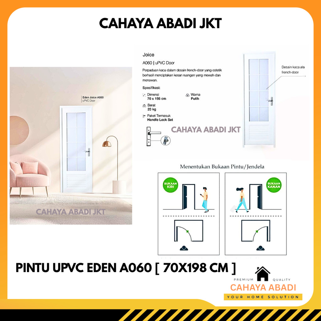 PINTU UPVC 70X198CM EDEN A060 PUTIH