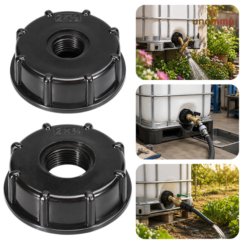 IBC Tank Valve Adapter PP 3/4 Inch 1/2 Inch Center Cap Connector Double Female Thread IBC Tote Tank 