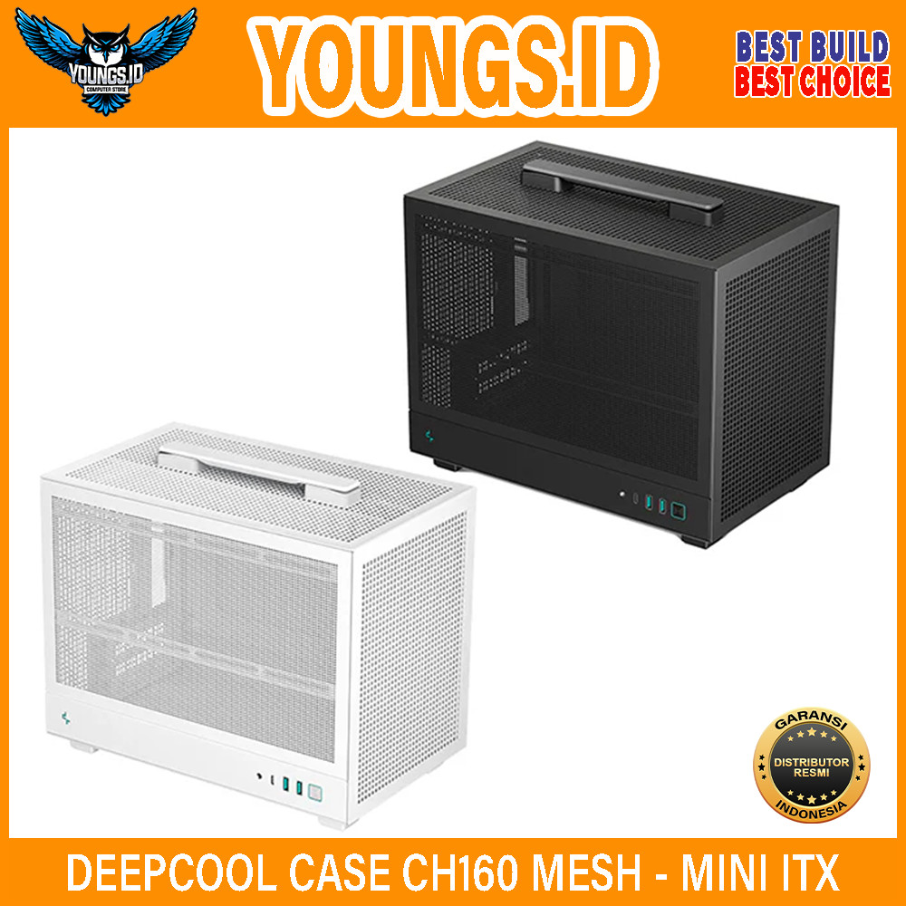 CASE DEEPCOOL CH160 MESH + 3 FAN | Mini ITX Casing ( Black / White )